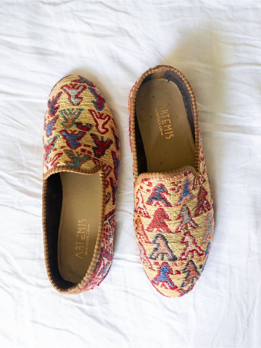 Artemis Kilim Loafers | Handmade Turkish Carpet Slippers Size 42